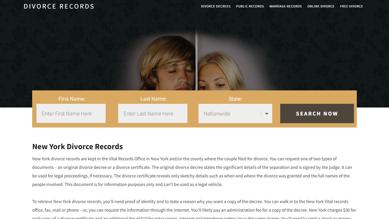 New York Divorce Records | Enter Name & Search | 14 Days FREE